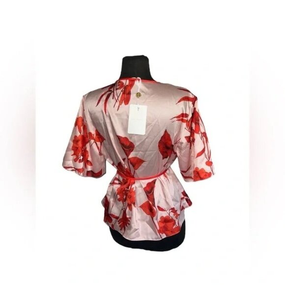 Ted Barker London Melanie Fantasia Floral Kimono Satin wrap blouse | Small - Picture 4 of 8
